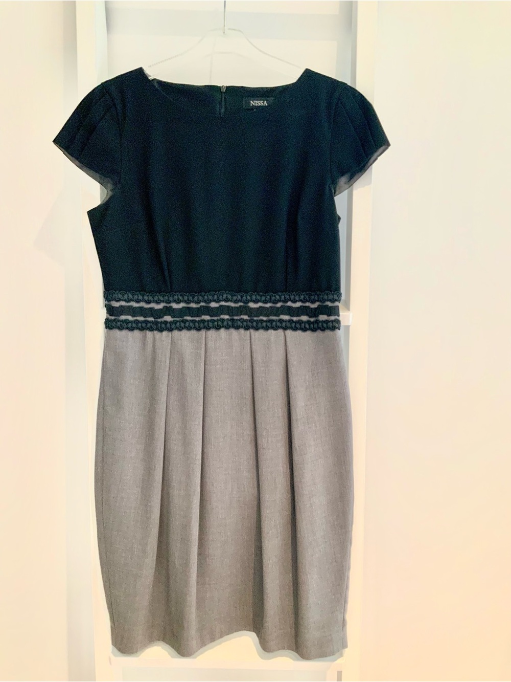 Nissa Black & Gray Midi Dress for Women